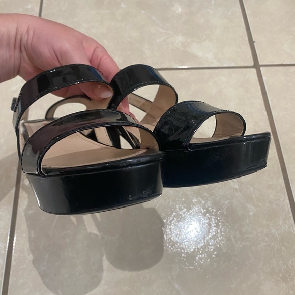 Prada Black Ankle Strap Patent Platform Sandals Size 39 (8.5) - Picture 6 of 12